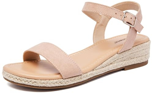 Ataiwee Sandales à talon compensé à plateforme pour femmes,Sandales Espadrilles Habillées d'Été à Bride de Cheville et Bout Ouvert