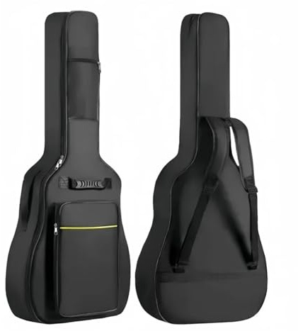 WENYOG Gitarrfodral för 41 tums akustisk gitarr, 0,25 tum svampstoppning, vattentålig, justerbar dubbel axelrem, Svart 41 tum, Taille unique