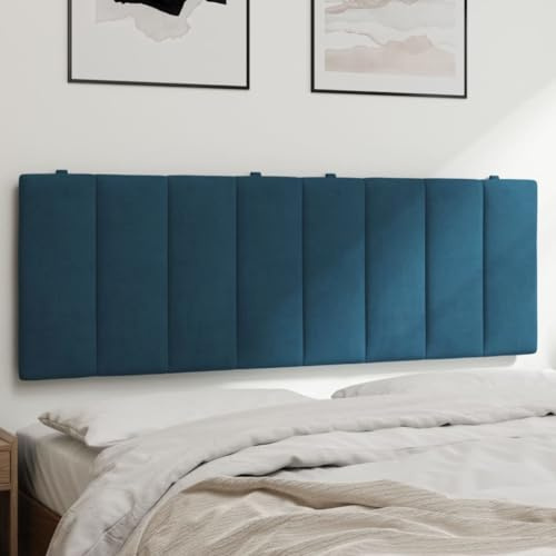 Mandloder Hanko huvudgavel, 140 cm, blå sammet, väggkudde för säng och sovrum, mjukt ryggstöd, enkel installation, elegant design för komfort och stil