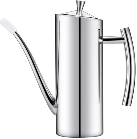 GreatRise Bottiglia di olio in acciaio inox con manico, lunga bocca, antigoccia e fuoriuscite, olio d'oliva, dispenser di olio d'oliva, salsa di soia, aceto per cucina, caffetteria, ristorante, 500 ml