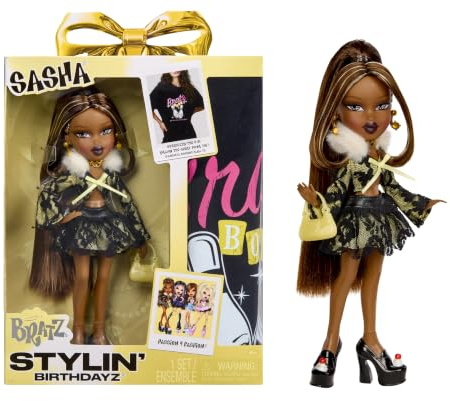 Bratz Stylin’ Birthdayz Fashion Doll - Sasha with Adult Unisex XL T-Shirt