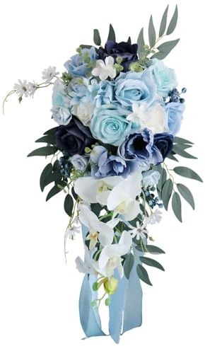 AMSLSIU Ramo de Novia para Boda, Ramo de Novia de Rosas, diseñado para una Completa Elegancia y Encanto, Flores Artificiales para