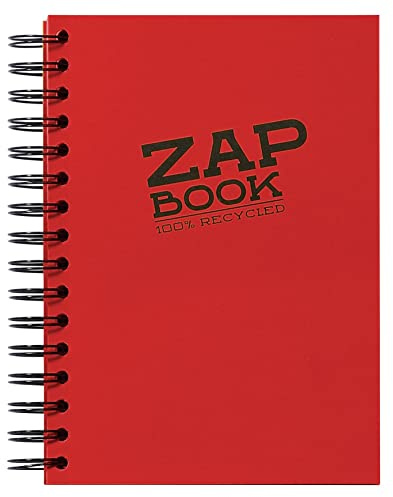 Clairefontaine 8355C Carnet Spiralé Zap Book - 160 Feuilles Papier Croquis 100% Recyclé - A5 14,8x21 cm 80g - Couleur de Couverture Aléatoire (4 coloris vifs possible)