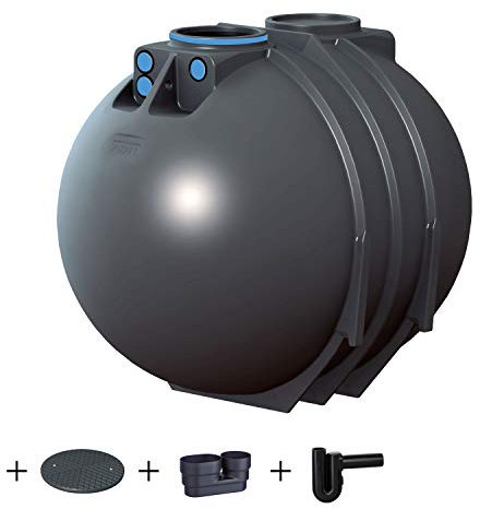 PREMIER TECH AQUA GmbH Zisterne 7600 Liter Standard Erdtank Blueline II mit Deckel, beruhigtem Zulauf und Siphon - Kunststoff, Kunststoffzisterne, Komplettset