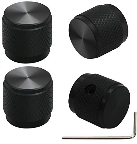 mxuteuk 4Stück Gitarre Knöpfe Schwarz Aluminium Rotary Potentiometer Drehknöpfe für E-Gitarren Bass Ersatzteil Typ 17x16 mm KNOB-04-BK