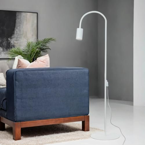 Licht-Erlebnisse Stehleuchte EYE aus Metall Weiß Spot schwenkbar Flexarm H:114-153cm minimalistisch Kabelschalter GU10 für Wohnzimmer Schlafzimmer Leselampe Stehlampe