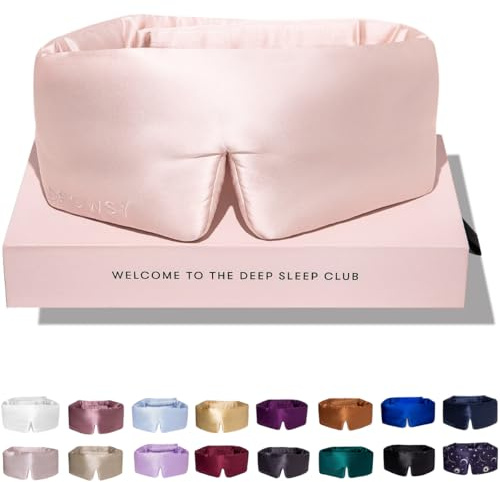 DROWSY Silk Sleep Mask. Face-Hugging, Padded Silk Cocoon for Luxury Sleep in Total Darkness (Sunset Pink)