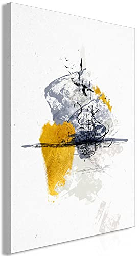 murando - Akustikbild Abstrakt 80x120 cm 1 tlg Bilder Akustikschaum Schallschutz Kunst Akustikpaneele Wandpaneele Schalldämmung Wandbild Schallabsorber Struktur Weiß Vogel Grau a-A-0675-b-a