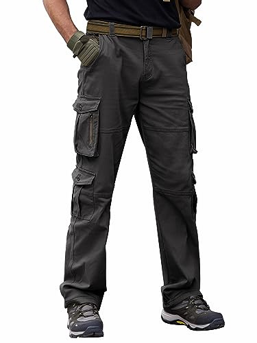 Breampot Herren Cargohose Baumwolle Baggy Chino Hosen Freizeit Outdoorhose Arbeitshose Trouser Pants (Small, Dunkelgrau)