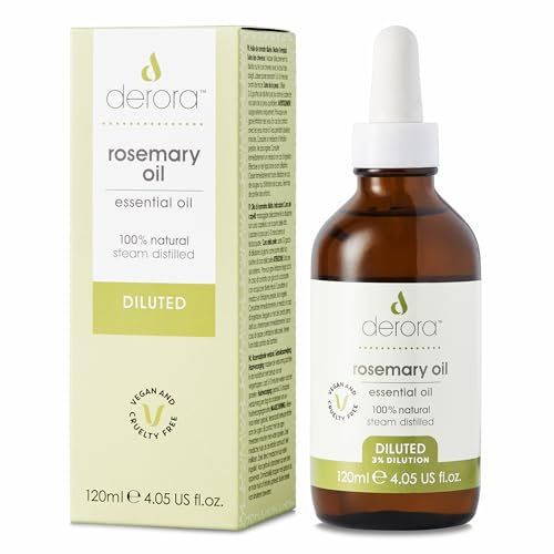 Derora Rosemary Oil (Diluted) for Hair & Skin | Pure & Ready to Use 3% Diluted | Rosemary Oil for Hair, Damaged Hair, Hair Loss, Dry Skin, Face, Scalp (120ml)