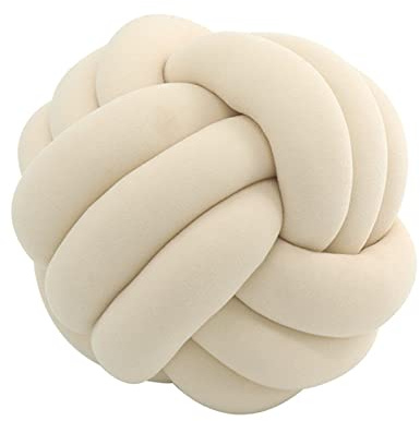 Knotted Ball Pillow,Knot Ball Throw Pillow Cushion Soft Companionship Decorative Sofa Cushion, Beige Knot Cushion,Beige Round Sofa Pillows 20cm