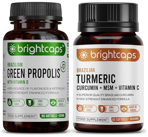 Bee Health Propolis | Brazilian Green Propolis with Vitamin D + Turmeric with MSM and Vitamin C | Immune System Booster and Joint Pain Support