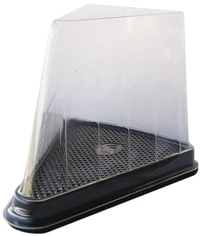 Greenuso Monouso | 50 Cajas Triangulares de Postre, Color Transparente, Base Negra, Cajas Individuales para Tartas, Recipiente de Rebanadas de Pastel, Postres, Pastelería, Restaurantes
