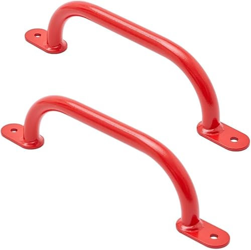 Maniglie da arrampicata per esterni e interni, in metallo, per parco giochi, arrampicata, torre da gioco, letto a soppalco, scala e parete da arrampicata nella cameretta dei bambini (550 mm, rosso, 2