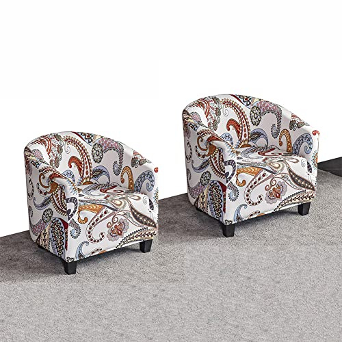 Tub Chair Cover for Armchairs, Baroque Stretch Slipcover Sofa Cover Removable Washable Furniture Protector Covers for Club Tub Chairs (2 PCS,Paisley)
