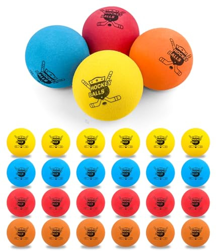 Pandahero 24-Pack Mini Knee Hockey Balls for Indoor Play – Toys Gifts for Toddler Kids Boys Girls – Soft Foam Balls for Floor Hockey & Mini Sticks