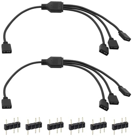 2 Piezas Cables Divisor ARGB 5V 3 Pines 1 a 3 Macho, Divisor LED Direccionable 30 cm para Ventiladores y Tiras LED ARGB, Compatible con Placa Base RGB Direccionable de 5V para Enfriadores de CPU