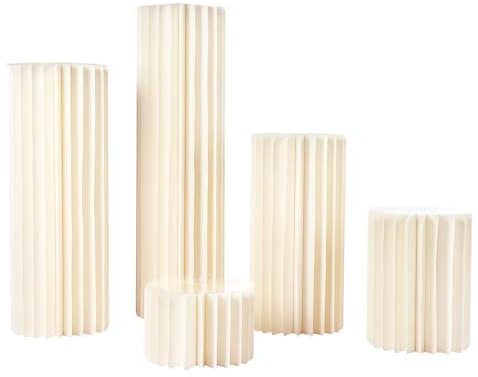 POTYYH Jarrón de columna de flores de cartón para boda, soporte plegable para flores con 5 placas de PVC, jarrón de cartón blanco, decoración para bodas, fiestas, jardín, 5 unidades (20/40/60/80/100