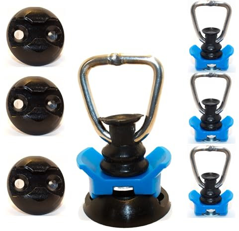 Gubar-Tech Set da 4 pezzi, colore arancione, 8 pezzi, 4 raccordi singoli per guide aeree + 4 piastre rotonde nere (O-blu)