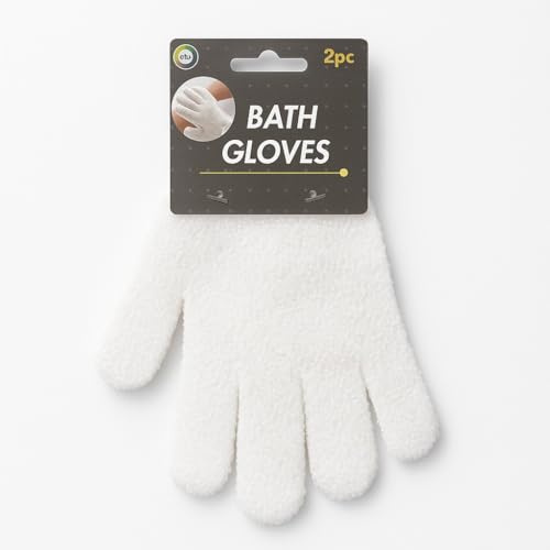 Exfoliating Gloves White Body Exfoliating Bath Gloves Pair Universal Size Deep Cleansing Shower Scrub Mitts for Dead Skin Removal Ingrown Hair and Smooth Soft Skin Unisex Exfoliator Gloves for Body