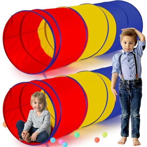 Seenelling 27.6 Inch Large Play Tunnel for Kids Dogs, 2 Pcs