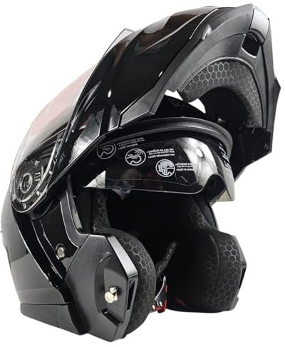 Casco Modulare moto apribile ULTIMA OMOLOGAZIONE CE 22.06 Visierino occhialini Nero (L)