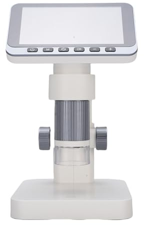 BAFOVY Microscopio Electrónico, Pantalla HD 1080P de 4,5 Pulgadas con 8 Luces LED, 7 Niveles de Brillo, Aumento de 5X a 32X, para Niños Que Enseñan Observación de la Naturaleza, (Grey)
