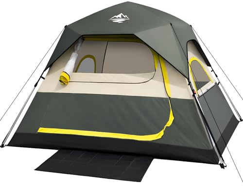 Tent 4 Person Tents for Camping - Instant Cabin Tent Setup in 50 Seconds with Rainfly & Windproof, Portable Pop Up Tents with Carry Bag for Family Outdoor Camping & Hiking