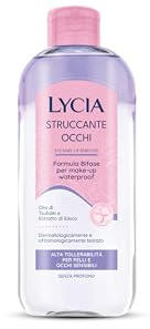 Lycia, Struccante Occhi Bifasico, Struccante per Make Up Waterproof, Formula con Olio di Tsubaki e Estratto di Hibiscus Antiossidante, Non lascia Residui, Senza Risciacquo, 250 ml