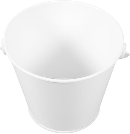 FONDOTIN Secchio Bianco in Metallo Resistente al Calore 8x10,5x12 Cm per Raccolta Grasso e Olio Barbecue, Leccarda Raccogli Gocce per Cucina e Griglia, Secchiello Multiuso Facile da Pulire