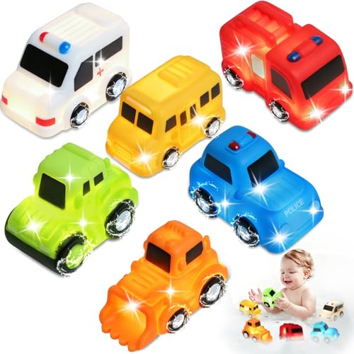 BelleStyle Juguetes de Baño Bebé Coche Luminosos, Auto LED de Juguete Bañera Infantil para Baño y Piscina, Fotantes Juguetes de Agua Juego de Ducha sin Agujero Regalo para Niños Niñas 2 3 4 Años