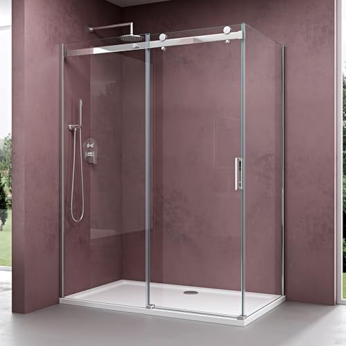doporro Duschkabine 90x120x199cm Duschabtrennung mit Schiebetür inkl. Duschtasse in Weiß ESG-Sicherheitsglas Klarglas inkl. beidseitiger Easy-Clean-Beschichtung Ravenna17
