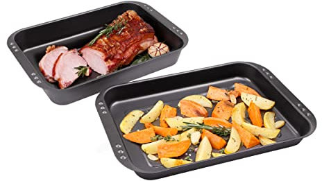 c|h|g Kombi-Ofenset mit Griffmulden und Arretierungspunkten Easy Oven, antihaft, anthrazit/metallic, Made in Germany