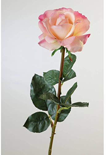 artplants.de Künstliche Rose Amelie, rosa, natürlich anfühlend, 70cm, Ø 8cm - Kunstblume Kunstrose