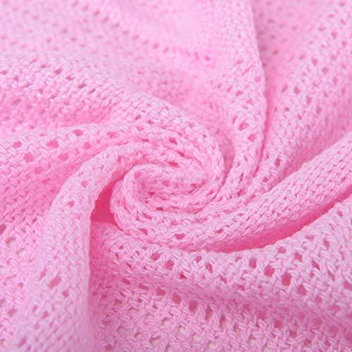 DUDU N GIRLIE Cot Bed Cellular Blanket - Extra Soft Baby Blanket -100% Soft Breathable Cotton All Season Blanket - Travel Cot Blanket (100 x 150 cm) Pink.