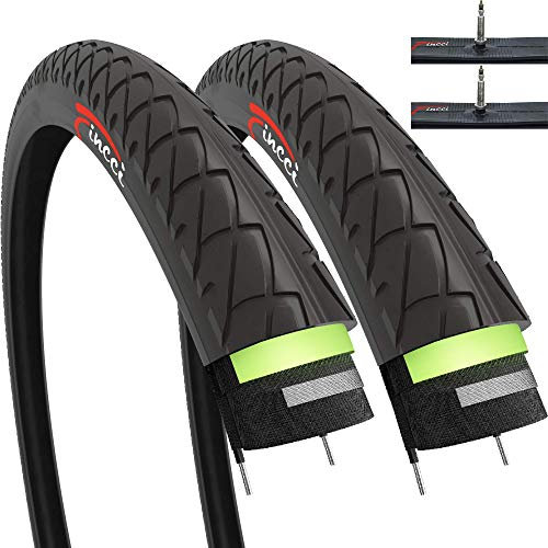 Fincci Fahrradreifen 26 Zoll - Set 2X Fahrradreifen mit Pannenschutz 3 mm 26x1.95 Fahrradmantel mit 2X Schläuche Presta 26 Zoll, FaltReifen für Cityräder, MTB Fahrrad, Rennrad Fahrrad, E Bike