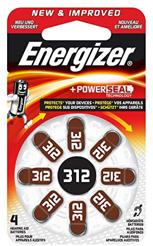 Energizer Hearing Aid Batteries, Size 312, EZ Turn & Lock, Pack of 8
