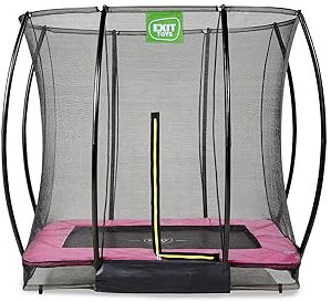 EXIT Toys Silhouette Bodentrampolin - 153x214cm - Kompaktes Rechteckiges Gartentrampolin Outdoor für Kinder - Mit Sicherheitsnetz und Fußschutzsystem - Gute Sprungkraft - Sicherer Einstieg - Rosa