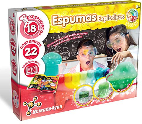 Science4you-Espumas Explosivas–Laboratorio de Quimica y Kit Cientifico Con 18 Experimentos: Volcanes y Explosiones Espumosas Multicolor-Juguetes y Juegos Educativos, Regalo Original Para Niños +8 años