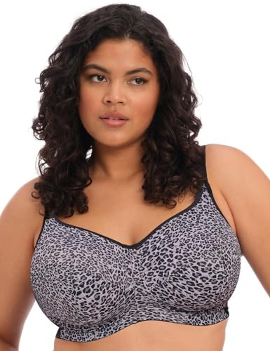 Goddess Celeste Print Non Wired Full Cup Support Bra (38J, Gray Leopard)