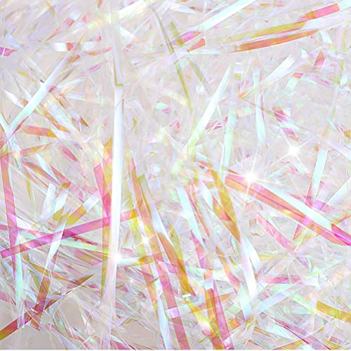 100g Iridescent Shredded Plastic Paper, Shredded Cellophane Raffia Basket Raffia Ribbon for DIY Hampers Easter Boxes Gift Packing Decoration Filling