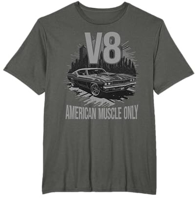V8 Vintage American Muscle Only Car Cilindrada V8 Camiseta
