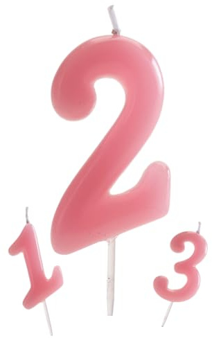 dekora - Birthday Candle Number 2 Light Pink 5.5 cm for Cakes