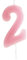 dekora - Pink Number 2 Candle for Cakes - 5.5cm High - Rose Scent - Easy to Use with Base Rod
