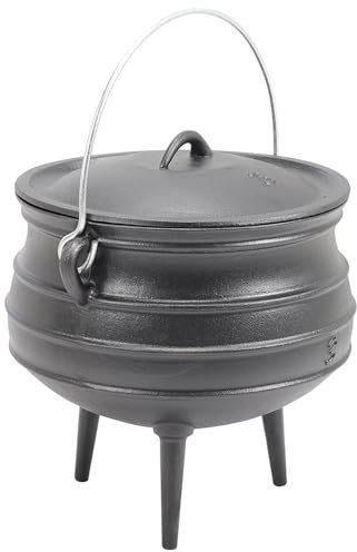 Warmiehomy Cast Iron Cauldron,8L Pre-Seasoned African Potjie Pot with Lid and 3 Long Legs,Dutch Oven Camping Cookware Pot Fire Pot for Outdoor Camping Cooking Baking