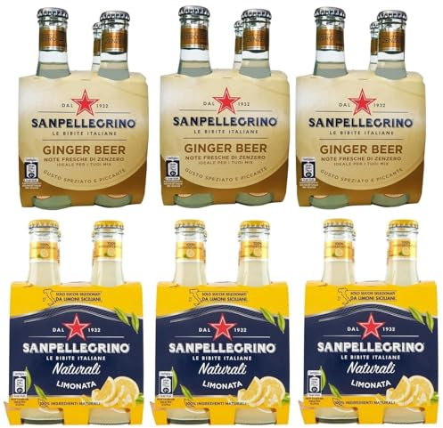 SanPellegrino San Pellegrino Ginger Beer Lot de 24 boissons sans alcool avec notes de gingembre + limonata au jus de citron Boisson sans alcool 20 cl