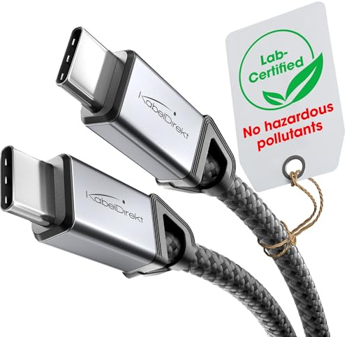 KabelDirekt – Cavo USB-C per Ricarica Veloce, Connettori Metallici + Intrecciato in Nylon, USB 2.0 – 3 m (Ricarica Telefoni/Computer Portatili con 60W, Ideale come Cavo di Carica/Dati, Nero)