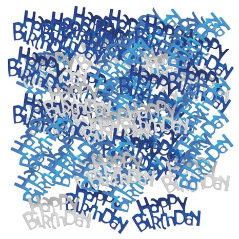 Lot de 2 confettis d'anniversaire bleus de 30 g, décorations d'anniversaire, confettis de décoration pour enfants, accessoires de décoration de fête de table (bleu foncé, bleu ciel, argent).