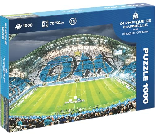 Megableu Puzzle Football Om Tifo Vélodrome - 1000 Pièces Officiel | Pour enfants dès 10 ans et adultes - Licence Olympique de Marseille, format 70 x 50 cm à encadrer après assemblage