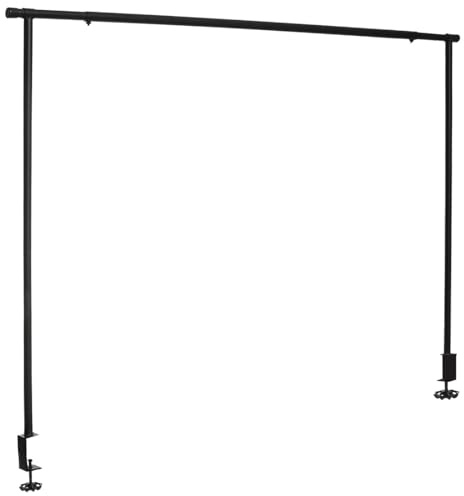 Acomoda Textil – Barra de Metal Decorativa Extensible para Mesa. Barra Ajustable con Abrazadera para Interior y Exterior Moderna y Resistente Fácil Instalación. (Negro, 116/216x110 cm)